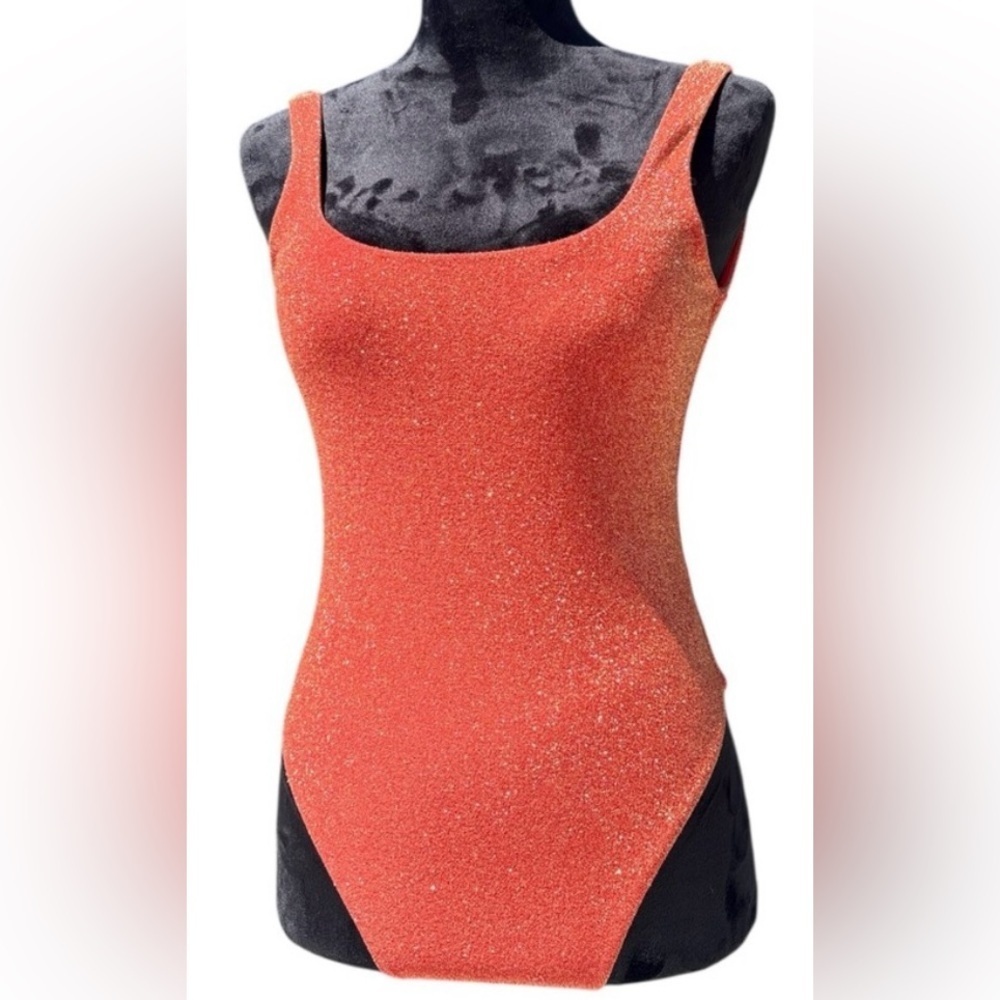 ❤️‍🔥”Showgirl” Era Orange/Red Sparkle One-Piece Swim/Bodysuit Size M Aerie❤️‍🔥